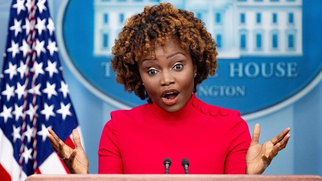 White House Press Secretary Karine Jean-Pierre speaks during the daily press briefing in the Brady Briefing Room of the White House in Washington, DC, on January 3, 2023.