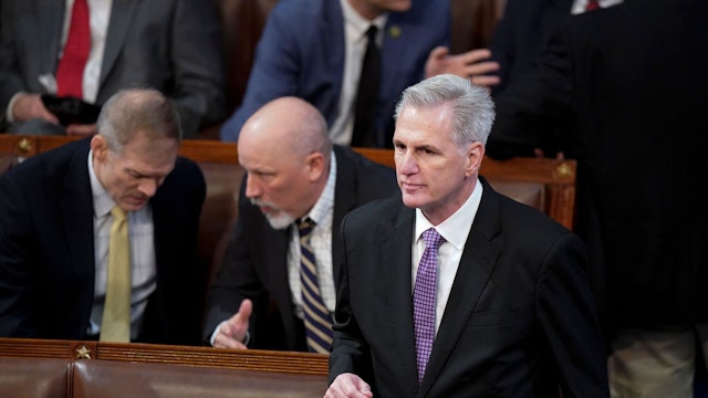 Washington , D.C. - January 4: Rep.-elect Kevin McCarthy (R-Calif.) arrives for another round of voting for a new House Speaker on the second day of the 118th Congress, Wednesday, January 4, 2023, at the U.S. Capitol in Washington DC. The House reconvened after failing to elect a speaker Tuesday on three straight ballots.