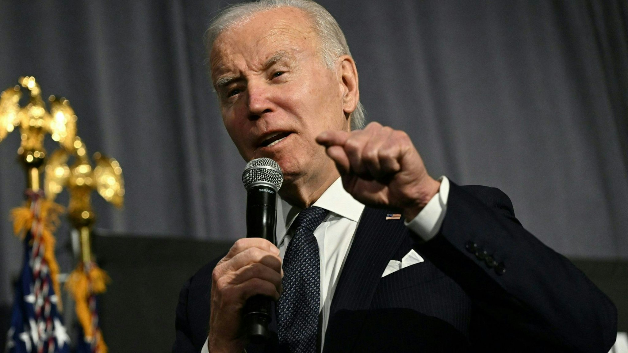 US President Joe Biden delivers remarks at the National Action Network's (NAN) Martin Luther King, Jr. day breakfast at the Mayflower Hotel in Washington, DC, January 16, 2023.