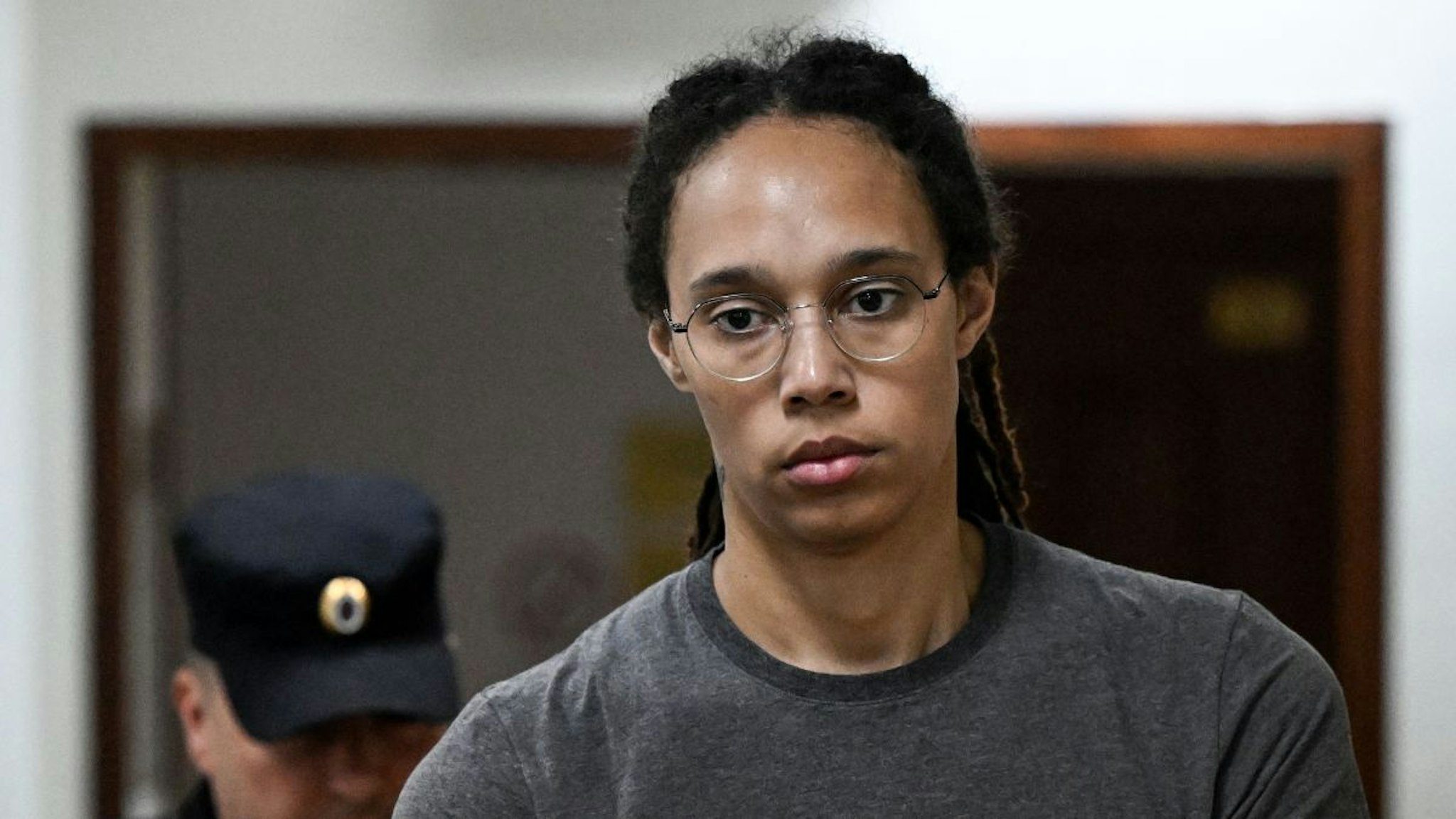 US' Women's National Basketball Association (WNBA) basketball player Brittney Griner, who was detained at Moscow's Sheremetyevo airport and later charged with illegal possession of cannabis, arrives to a hearing at the Khimki Court, outside Moscow on August 4, 2022.