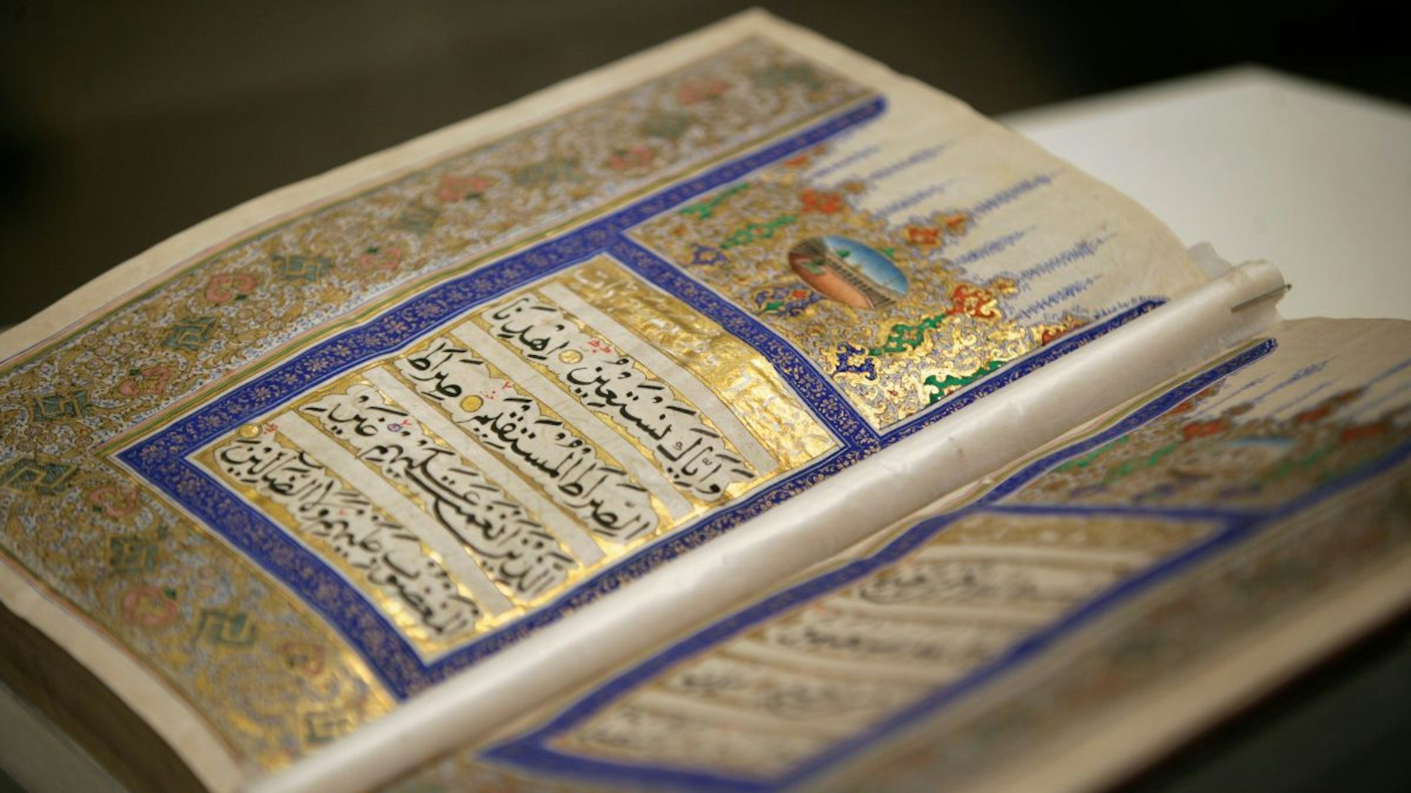 A hand-written Koran is on display at the Al Murabba Palace and National History Museum.