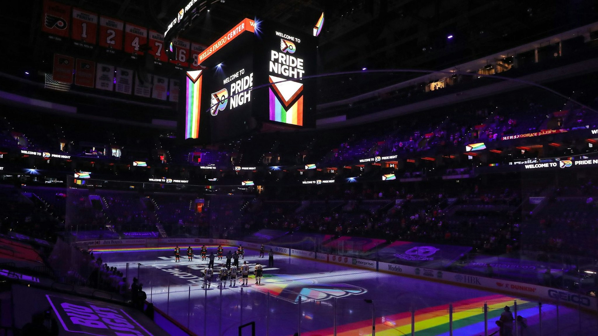 PHILADELPHIA, PA - MAY 03: Tonight's game is the Philadelphia Flyers Pride Night against the Pittsburgh Penguins at the Wells Fargo Center on May 3, 2021 in Philadelphia, Pennsylvania.