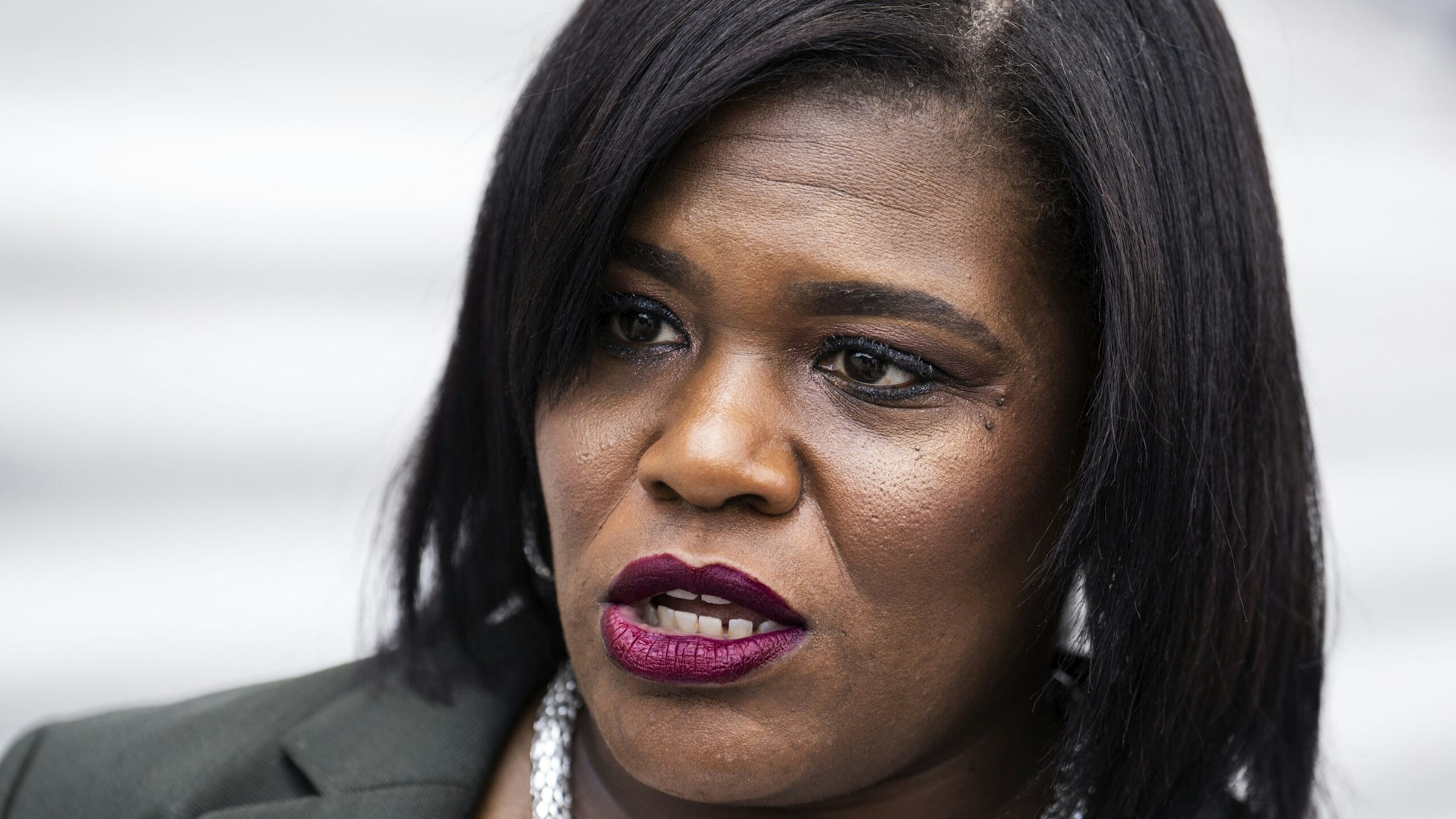 UNITED STATES - JULY 15: Rep. Cori Bush, D-Mo., is seen outside of the U.S. Capitol after the House voted to pass the Womens Health Protection Act and the Ensuring Womens Right to Reproductive Freedom Act, on Friday, July 15, 2022.