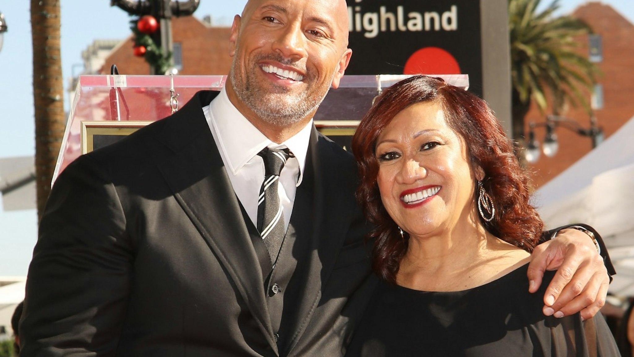 Dwayne Johnson and his mom, Ata Johnson attend the ceremony honoring Dwayne Johnson with a Star on The Hollywood Walk of Fame held on December 13, 2017 in Hollywood, California.
