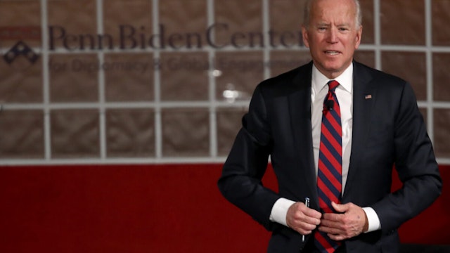 Former U.S Vice president Joe Biden speaks at the University of Pennsylvania’s Irvine Auditorium February 19, 2019 in Philadelphia, Pennsylvania.