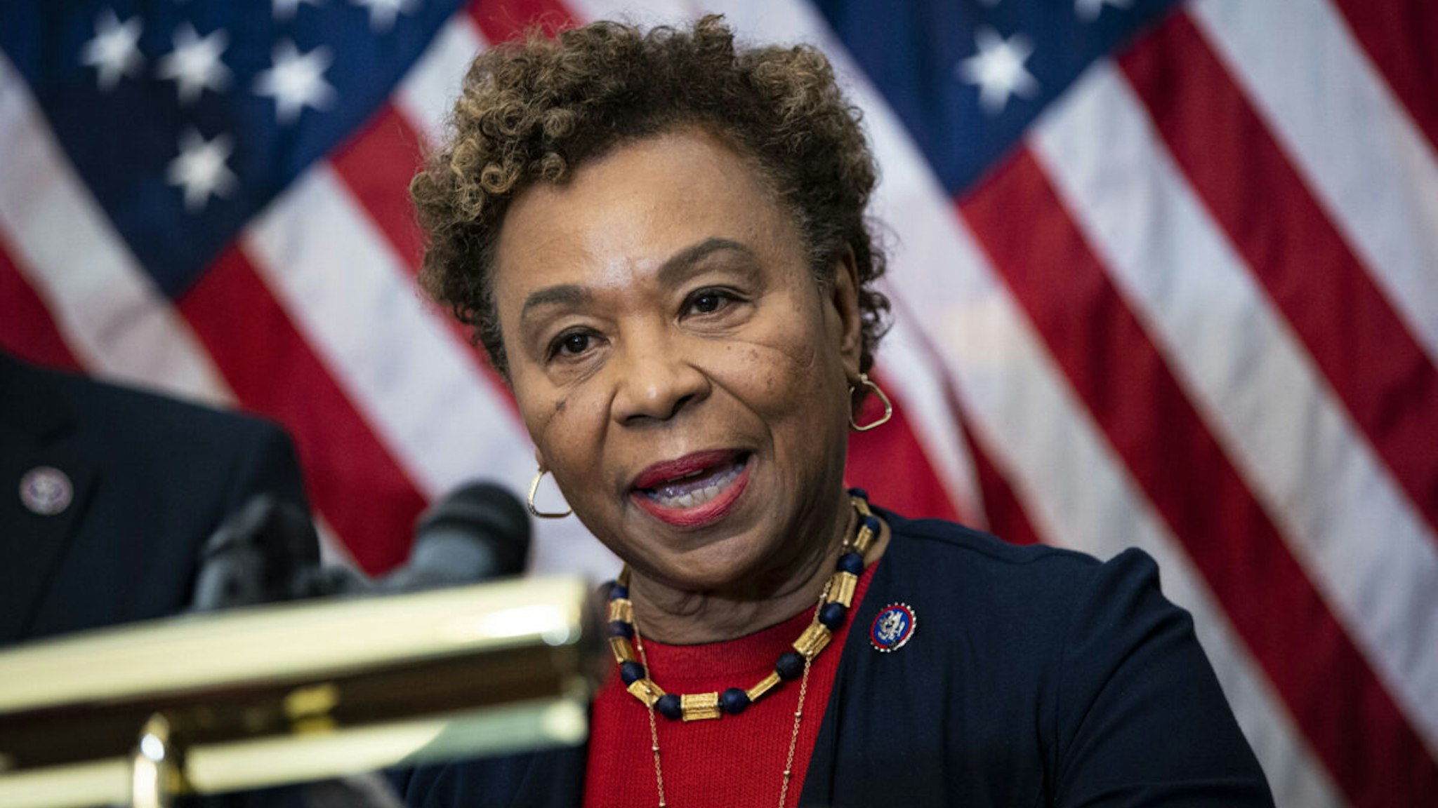 Representative Barbara Lee, a Democrat from California, speaks during a news conference at the U.S. Capitol in Washington, D.C., U.S., on Wednesday, Feb. 23, 2022.