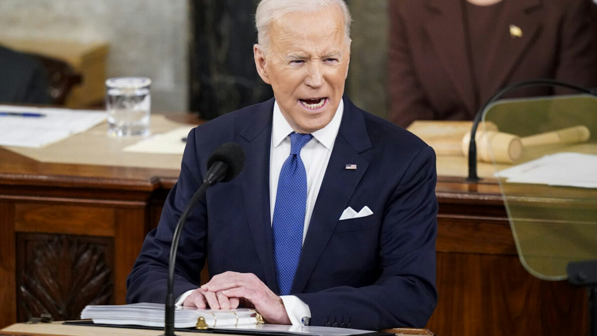 President Joe Biden delivers his State of the Union address to a joint session of Congress on Capitol Hill on Tuesday, March 01, 2022 in Washington, DC.