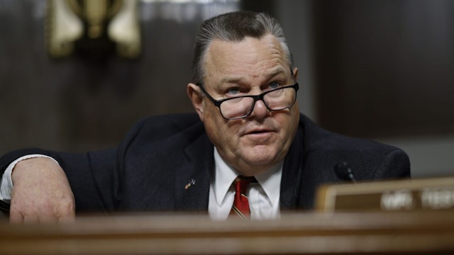 Senator Jon Tester, a Democrat from Montana, during a Senate Banking, Housing, and Urban Affairs Committee hearing on FTX in Washington, DC, US, on Wednesday, Dec. 14, 2022. US prosecutors in Manhattan yesterday revealed eight criminal counts against the FTX founder and federal regulators said he committed a range of securities and derivatives law violations.