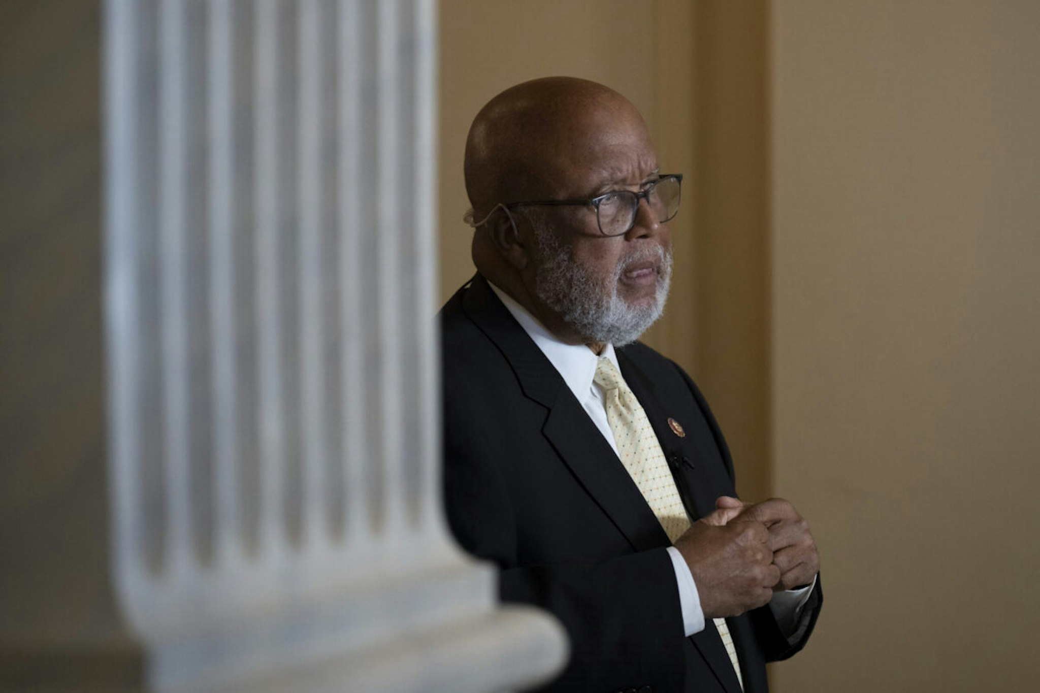 ommittee Chairman Rep. Bennie Thompson (D-MS) does a television interview after leaving the final meeting of the House Select Committee to Investigate the January 6 Attack on the U.S. Capitol in the Canon House Office Building on Capitol Hill on December 19, 2022 in Washington, DC.