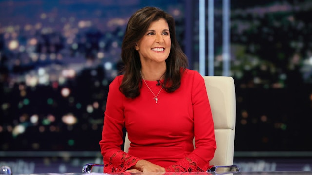 NEW YORK, NEW YORK - JANUARY 20: Nikki Haley visits "Hannity" at Fox News Channel Studios on January 20, 2023 in New York City. (Photo by Theo Wargo/Getty Images)