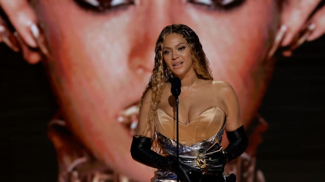LOS ANGELES, CALIFORNIA - FEBRUARY 05: Beyoncé accepts the Best Dance/Electronic Music Album award for “Renaissance” onstage during the 65th GRAMMY Awards at Crypto.com Arena on February 05, 2023 in Los Angeles, California. (Photo by Kevin Winter/Getty Images for The Recording Academy)