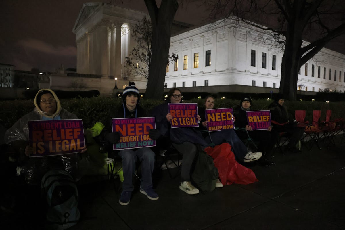 NextImg:Protesters Camp Out At Supreme Court As Justices Consider Biden Debt Cancellation | The Daily Wire