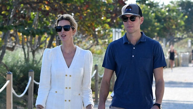 MIAMI FL - DECEMBER 10: Ivanka Trump and Jared Kushner are seen out for a walk on December 10, 2022 in Miami, Florida.