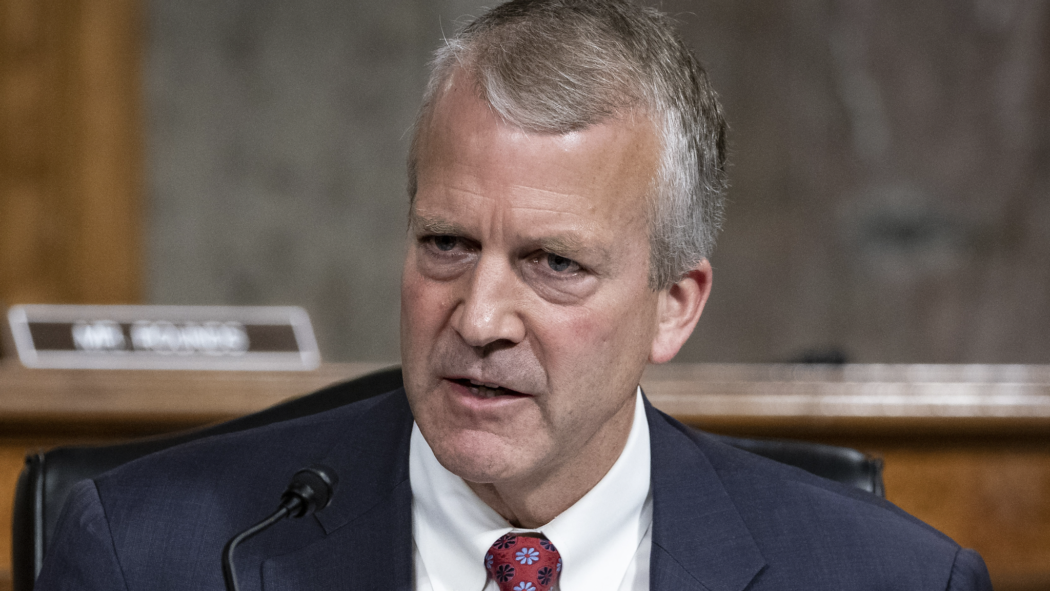 Senator Dan Sullivan, a Republican from Alaska, speaks during a Senate Armed Services Committee confirmation hearing for Kenneth Braithwaite, U.S. President Donald Trump's nominee for navy secretary, in Washington, D.C., U.S., on Thursday, May 7, 2020. Braithwaite told the Senate Armed Services Committee that the administration's goal of a 355-ship fleet over the next decade, up from 299 today, should be a minimum and "hopefully we build beyond that" despite budget constraints.