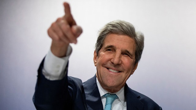 MADRID, SPAIN - DECEMBER 10: Former US Secretary of State John Kerry attends to a conference at the COP25 Climate Conference on December 10, 2019 in Madrid, Spain. The COP25 conference brings together world leaders, climate activists, NGOs, indigenous people and others for two weeks in an effort to focus global policy makers on concrete steps for heading off a further rise in global temperatures.