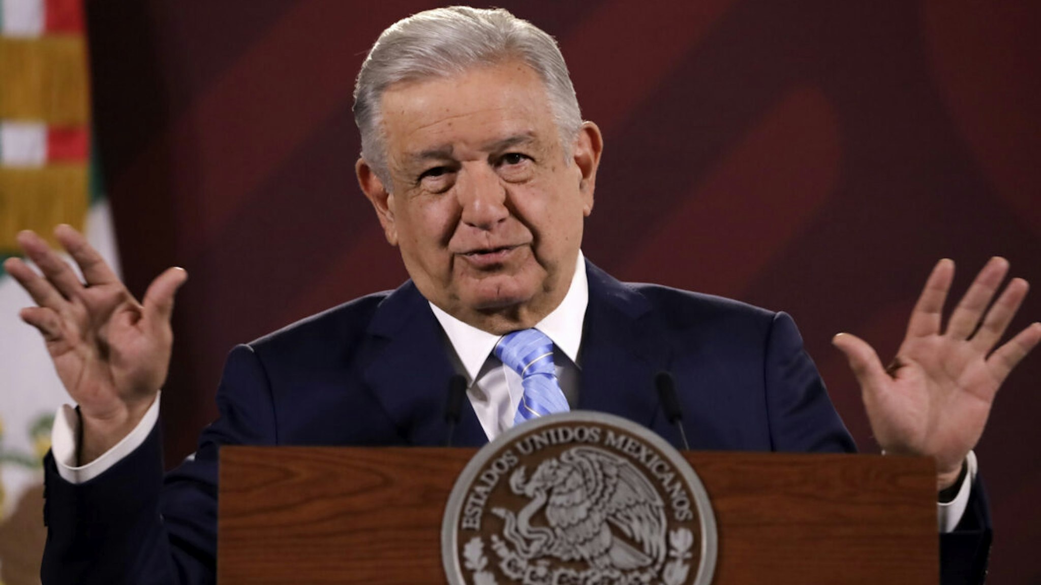 March 13, 2023, Mexico City, Mexico: The President of Mexico, Andres Manuel Lopez Obrador during the press conference before reporters at the National Palace in Mexico City