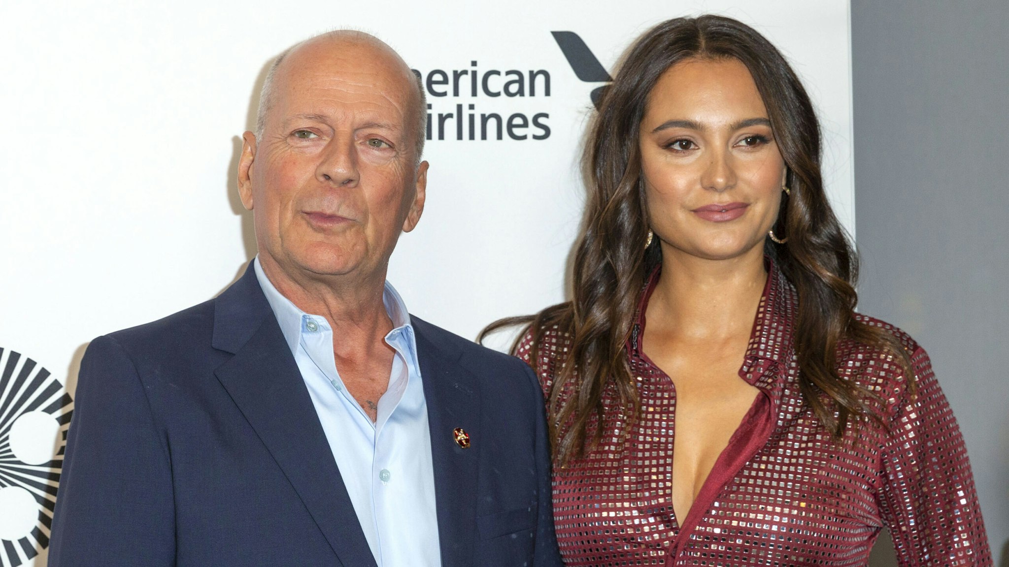 NEW YORK, UNITED STATES - 2019/10/11: Bruce Willis and Emma Heming Willis wearing dress by Bottega Veneta attend Motherless Brooklyn premiere during 57th New York Film Festival at Alice Tully Hall.