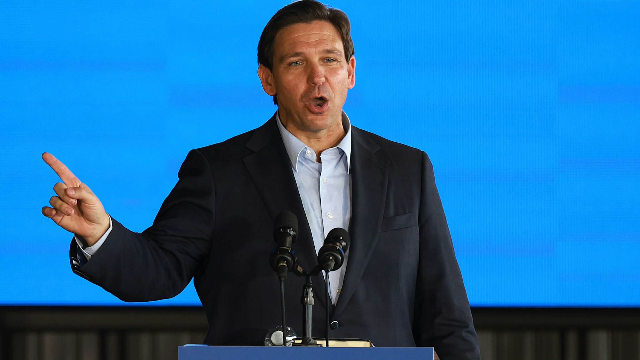 PINELLAS PARK, FLORIDA - MARCH 08: Florida Gov. Ron DeSantis speaks during an event spotlighting his newly released book, “The Courage To Be Free: Florida’s Blueprint For America’s Revival” at the Orange County Choppers Road House &amp; Museum on March 08, 2023 in Pinellas Park, Florida. Gov. DeSantis is reportedly preparing to run in the 2024 presidential election.
