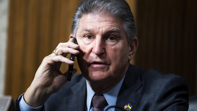 Sen. Joe Manchin, D-W.Va., attends the Senate Armed Services Committee hearing on Global Security Challenges and Strategy, in Dirksen Building, February 15, 2023.