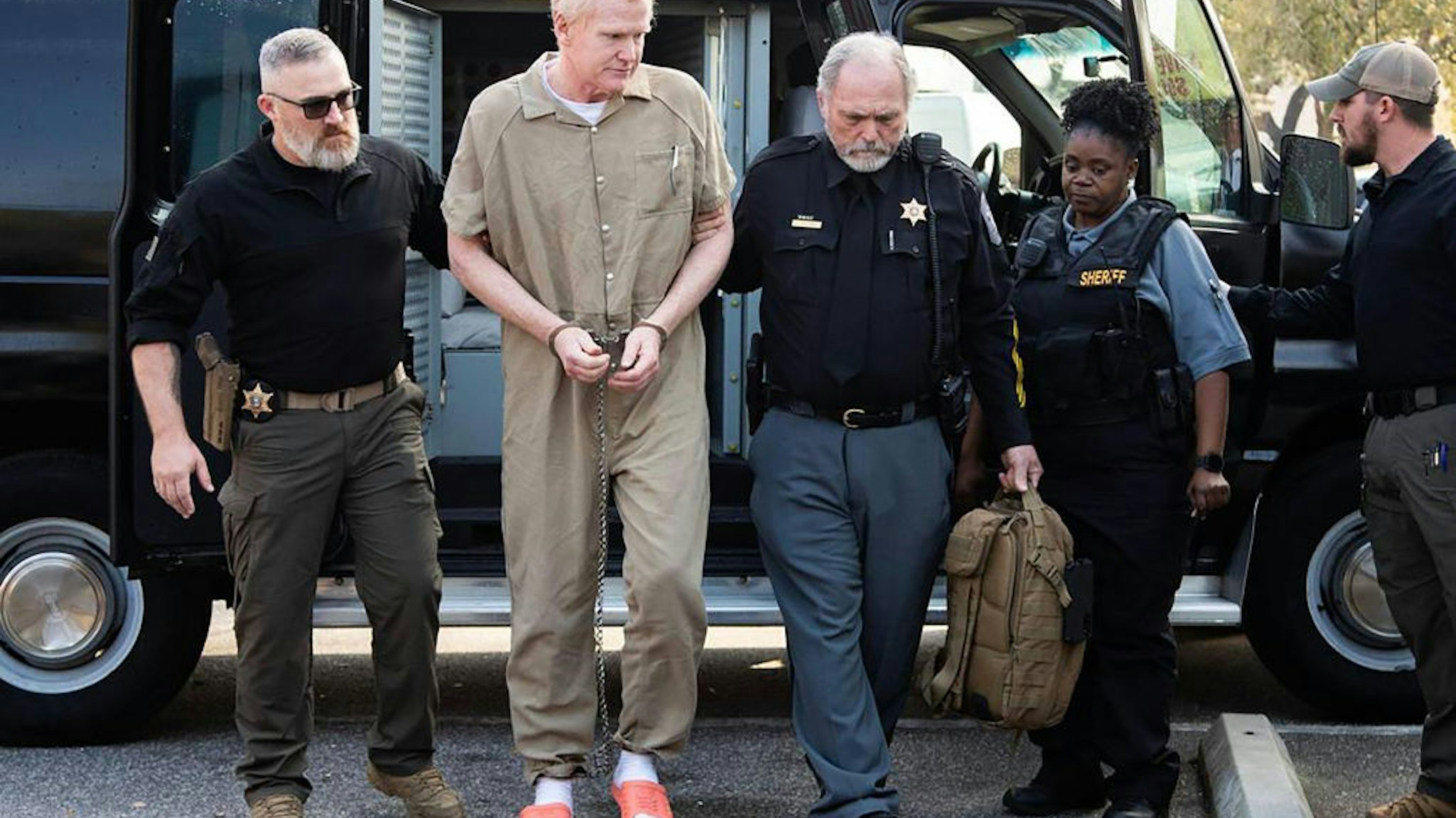 Alex Murdaugh is taken to the Colleton County Courthouse for sentencing on March 3, 2023, in Walterboro, South Carolina.