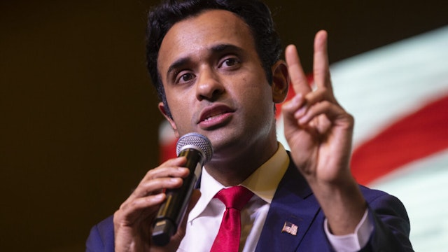 Vivek Ramaswamy, chairman and co-founder of Strive Asset Management LLC, speaks during the Palmetto Family Council's Vision 24 national conservative policy forum in North Charleston, South Carolina, US, on Saturday, March 18, 2023.