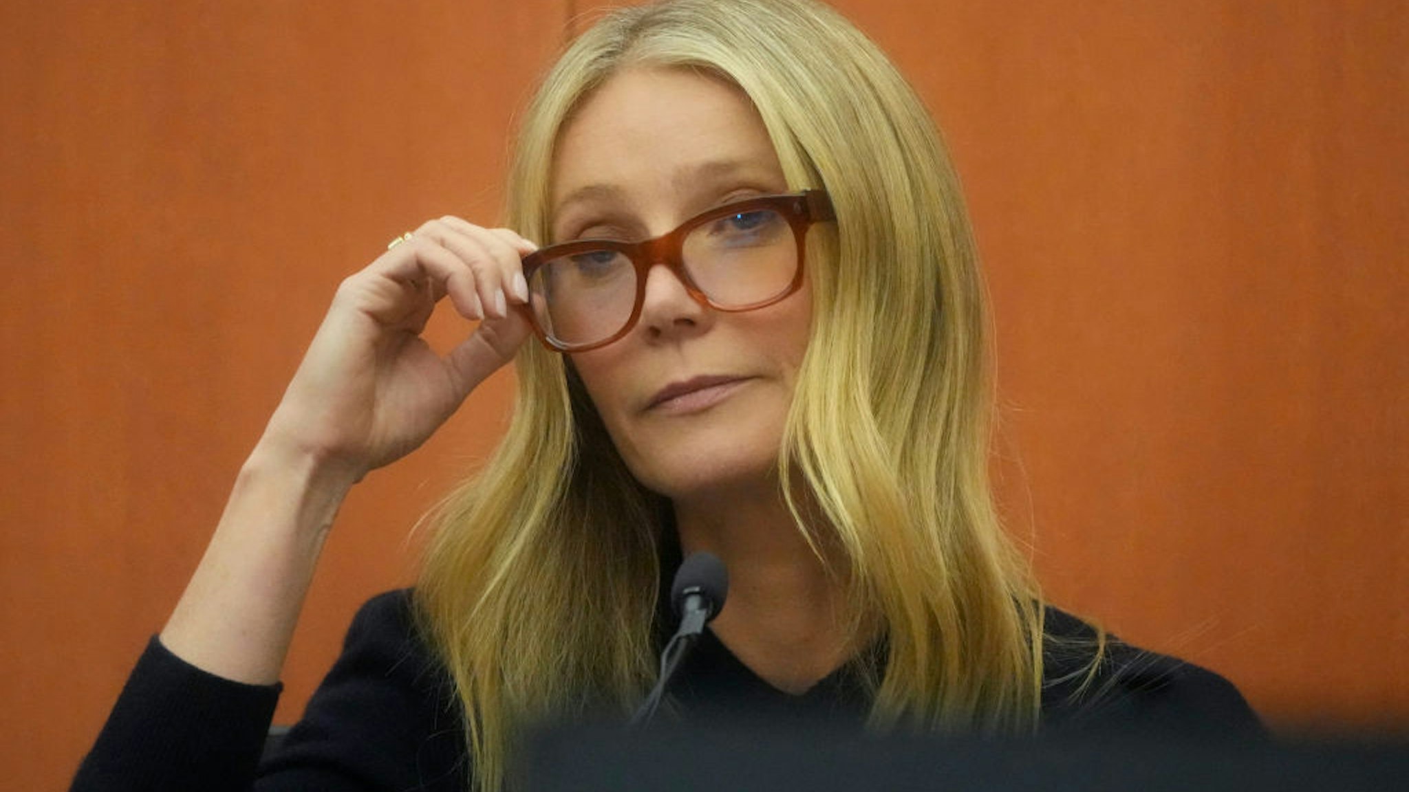 Gwyneth Paltrow testifies during her trial on March 24, 2023, in Park City, Utah. Terry Sanderson is suing actress Gwyneth Paltrow for $300,000, claiming she recklessly crashed into him while the two were skiing on a beginner run at Deer Valley Resort in Park City, Utah in 2016.