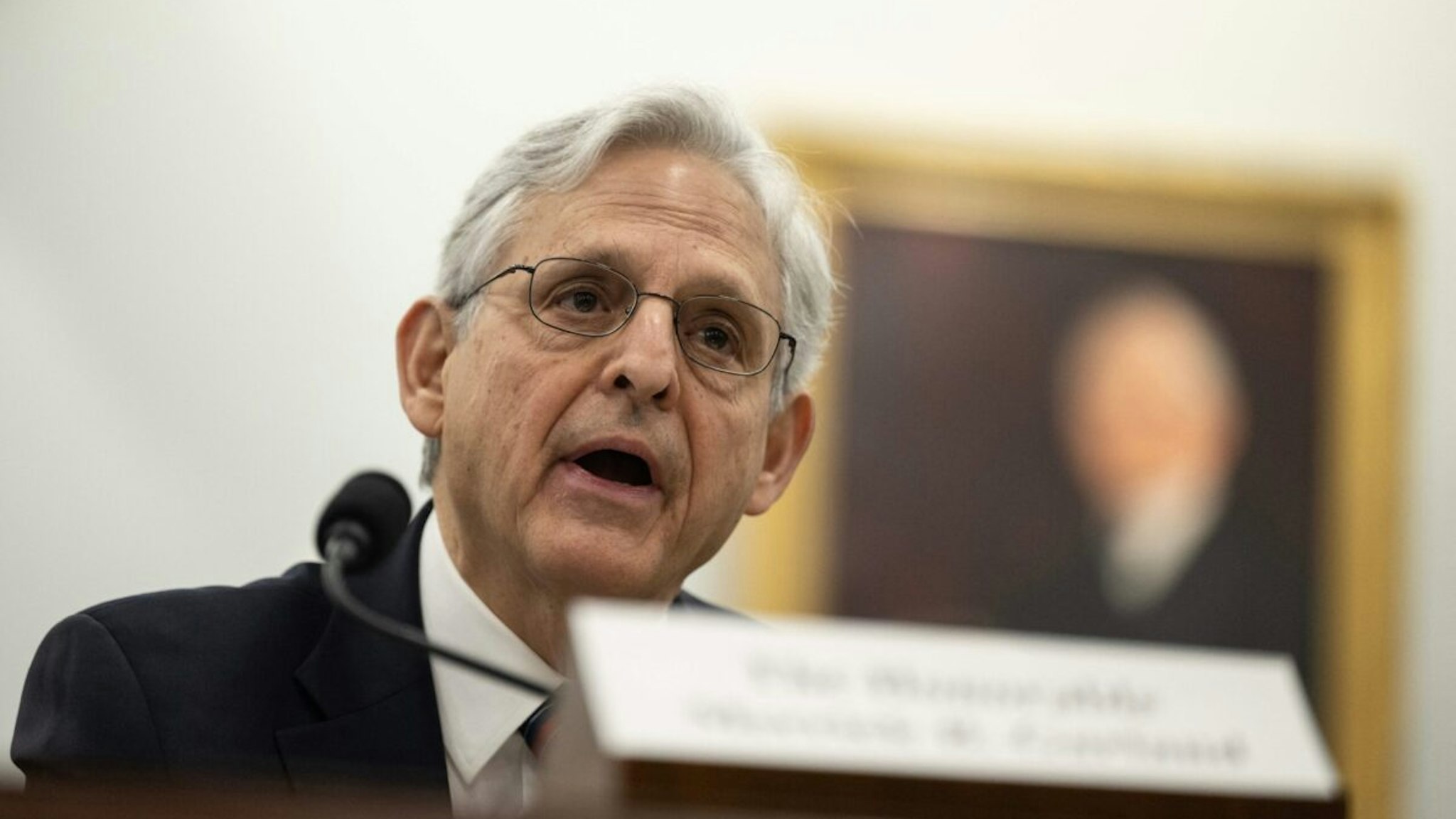 US Attorney General Merrick Garland testifies at a House Appropriations Committee Commerce, Justice, Science, and Related Agencies Subcommittee hearing on "Budget Hearing - FY2024 Request for the Department of Justice" in Washington, DC, March 29, 2023.