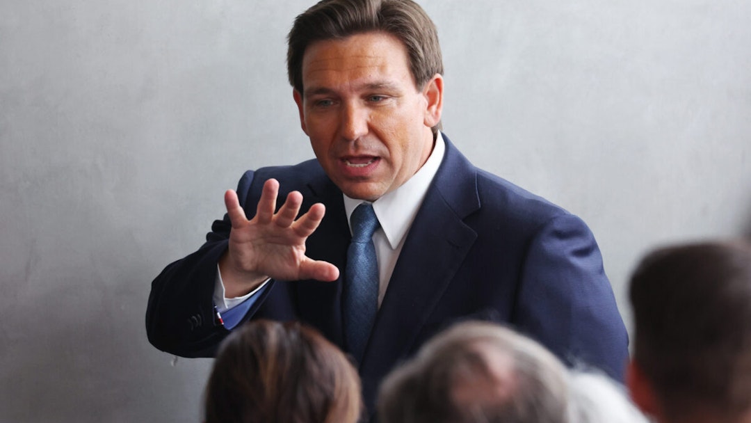 Florida Governor Ron DeSantis waves to the crowd after speaking about his new book ‘The Courage to Be Free’ in the Air Force One Pavilion at the Ronald Reagan Presidential Library on March 5, 2023 in Simi Valley, California.