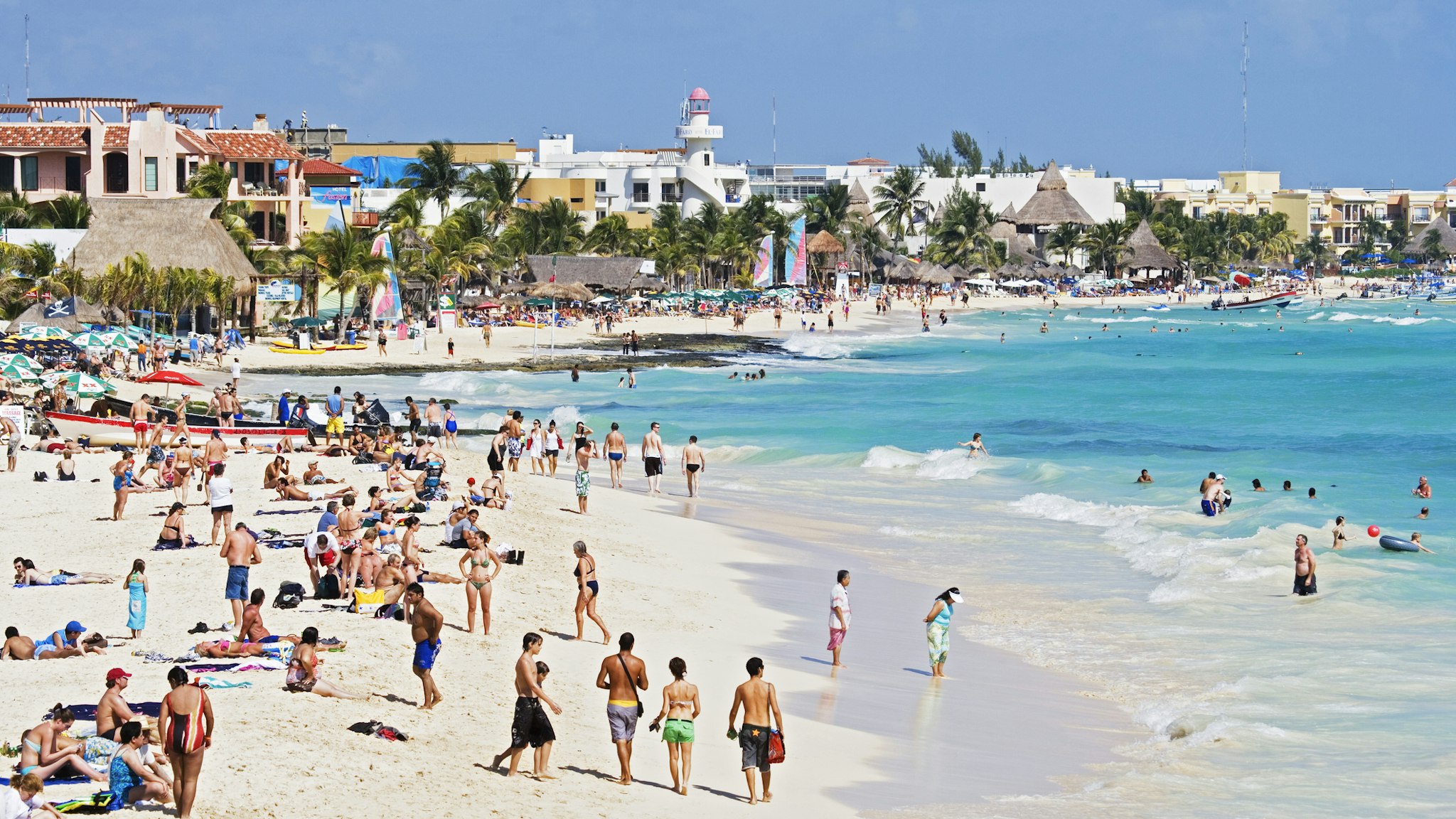 Beach in Playa del Carmen - stock photo