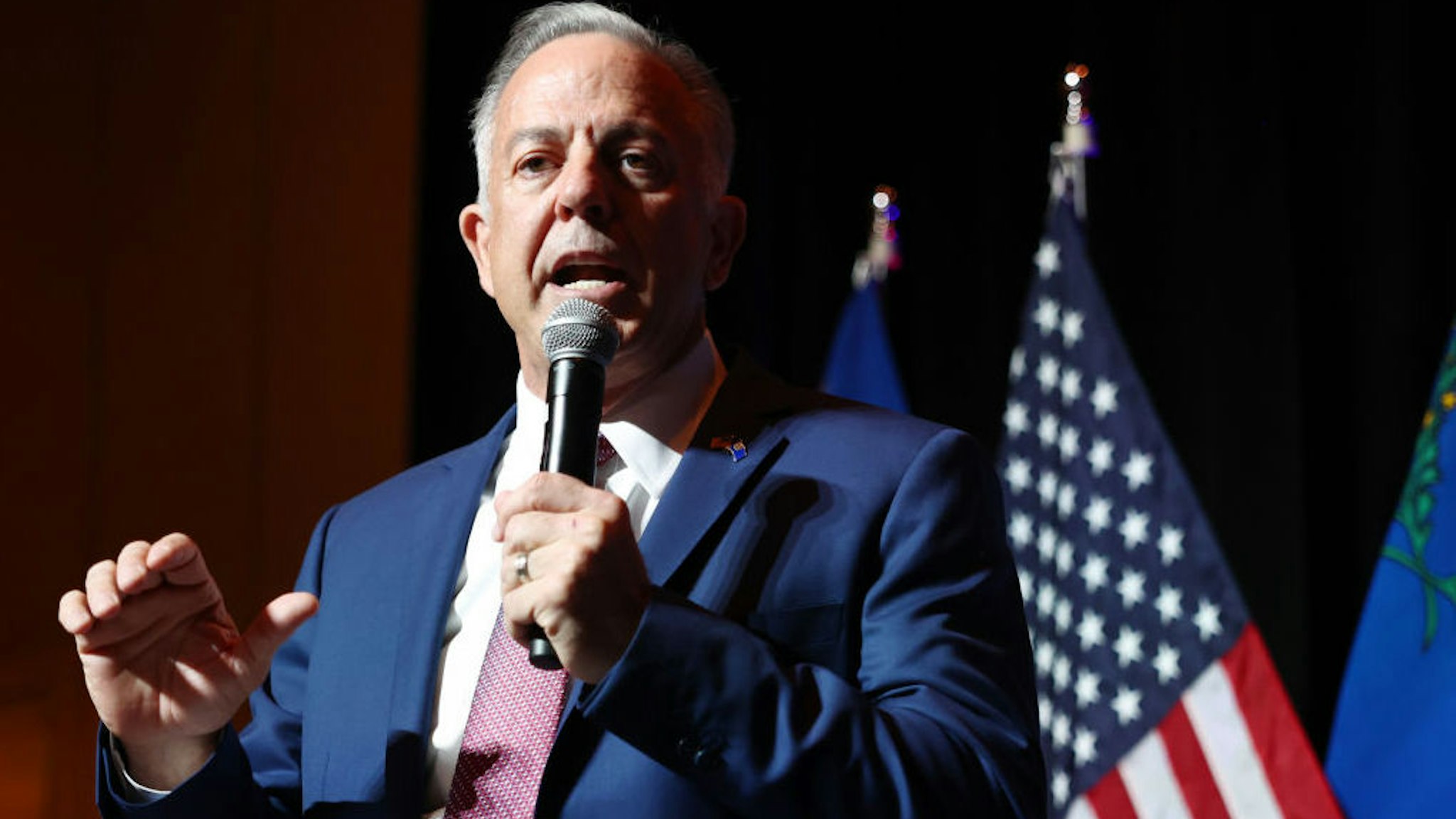 LAS VEGAS, NEVADA - NOVEMBER 08: Nevada Republican gubernatorial candidate Joe Lombardo speaks at a Republican midterm election night party at Red Rock Casino on November 08, 2022 in Las Vegas, Nevada. Clark County Sheriff Lombardo is in a close race with Nevada Gov. Steve Sisolak as ballots continue to be counted. (Photo by Mario Tama/Getty Images)