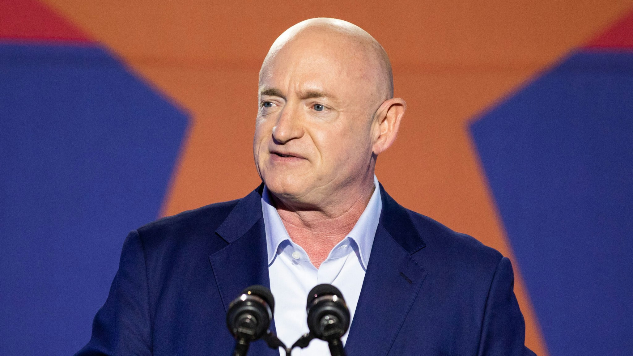 TUCSON, AZ - NOVEMBER 03: Democratic U.S. Senate candidate Mark Kelly speaks to supporters during the Election Night event at Hotel Congress on November 3, 2020 in Tucson, Arizona. Kelly is running against Republican U.S. Senate candidate Sen. Martha McSally (R-AZ) for Arizona's Senate seat and is hoping to join fellow Democrat Sen. Kyrsten Sinema in the historically Republican state.