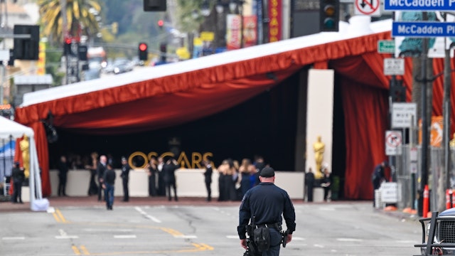Entrance of the Dolby Theatre is seen ahead of 95th Oscars on Hollywood Blvd in Los Angeles, California, United States on March 12, 2023.