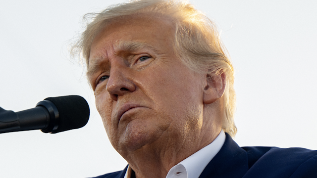 WACO, TEXAS - MARCH 25: Former U.S. President Donald Trump speaks during a rally at the Waco Regional Airport on March 25, 2023 in Waco, Texas. Former U.S. president Donald Trump attended and spoke at his first rally since announcing his 2024 presidential campaign. Today in Waco also marks the 30 year anniversary of the weeks deadly standoff involving Branch Davidians and federal law enforcement. 82 Davidians were killed, and four agents left dead.