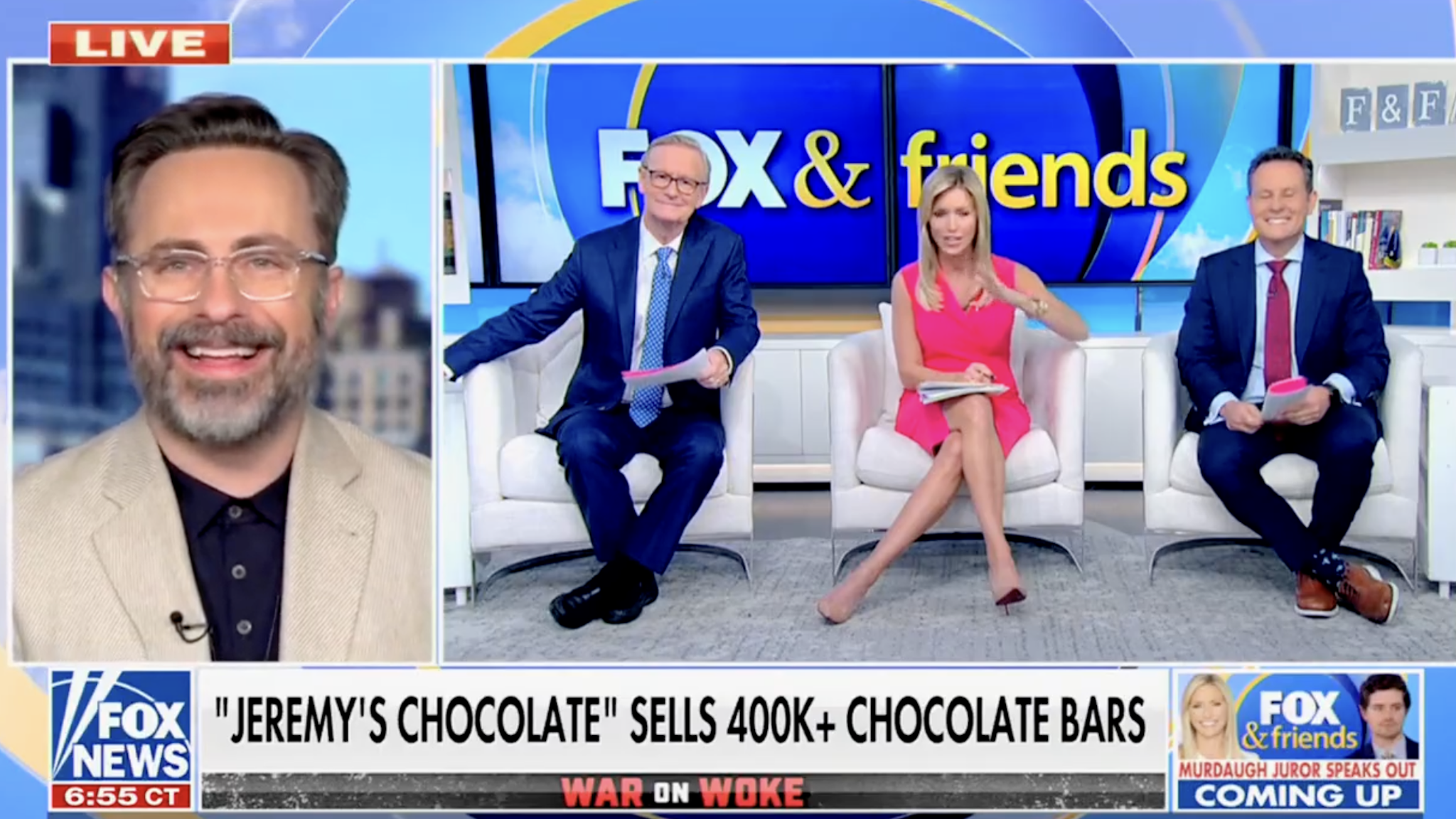 Daily Wire co-founder Jeremy Boreing told “Fox & Friends” Tuesday morning how the woke left helped him literally become an overnight success in the chocolate business.