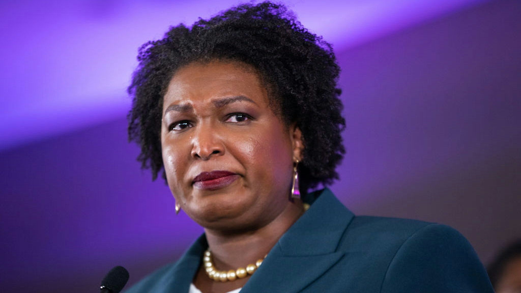 Stacey Abrams, Democratic gubernatorial candidate for Georgia, during an election night rally in Atlanta, Georgia, US, on Tuesday, Nov. 8, 2022. Abrams conceded to Governor Brian Kemp on Tuesday in a rematch of their 2018 race, reported the Associated Press. Photographer: Photographer: Dustin Chambers/Bloomberg