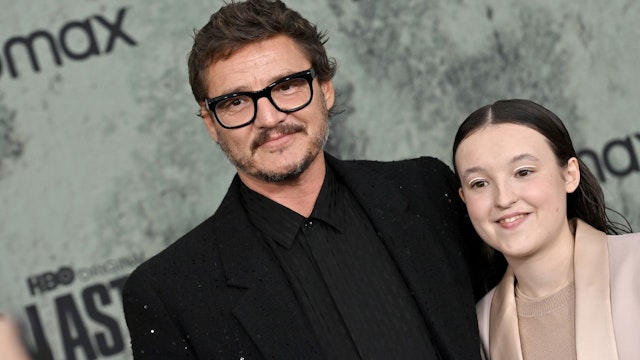 Pedro Pascal and Bella Ramsey attend the Los Angeles Premiere of HBO's "The Last of Us" at Regency Village Theatre on January 09, 2023 in Los Angeles, California.