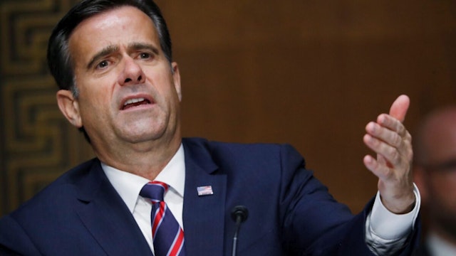 ohn Ratcliffe, R-TX, testifies before a Senate Intelligence Committee nomination hearing on Capitol Hill in Washington,DC on May 5, 2020. - The panel is considering Ratcliffes nomination for Director of National Intelligence.