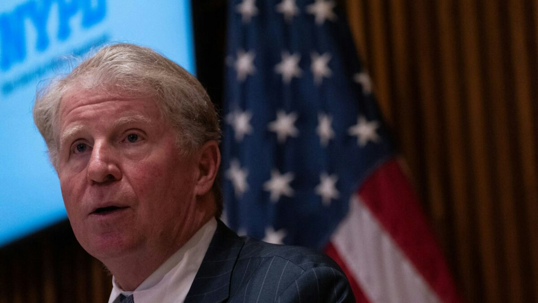 Manhattan District Attorney Cyrus Vance speaks during a press conference at 1 Police Plaza on October 5, 2021 in New York.