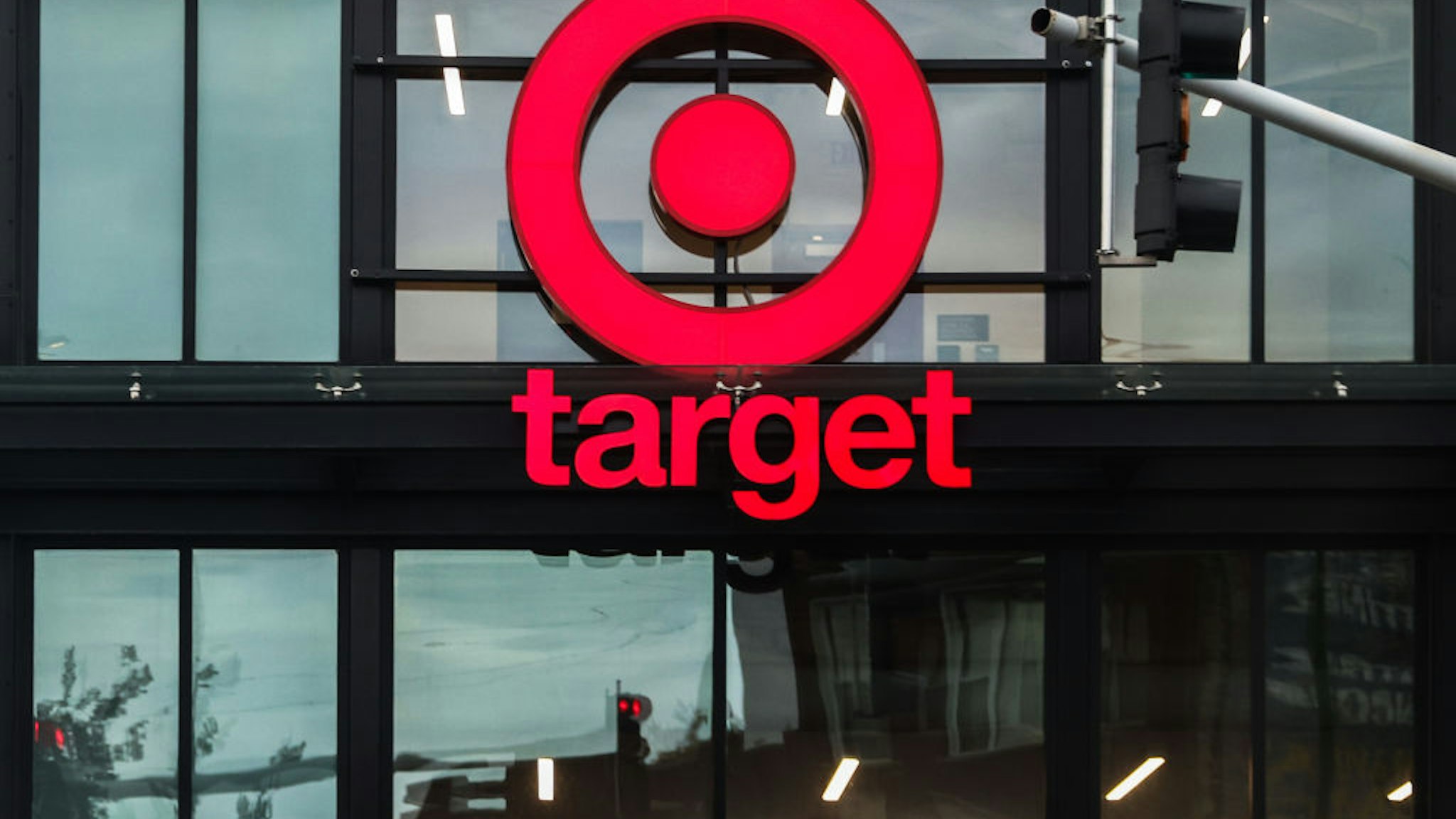 Target store logo sign is seen on a building in Chicago, Illinois, United States, on October 16, 2022. (Photo by Beata Zawrzel/NurPhoto via Getty Images)