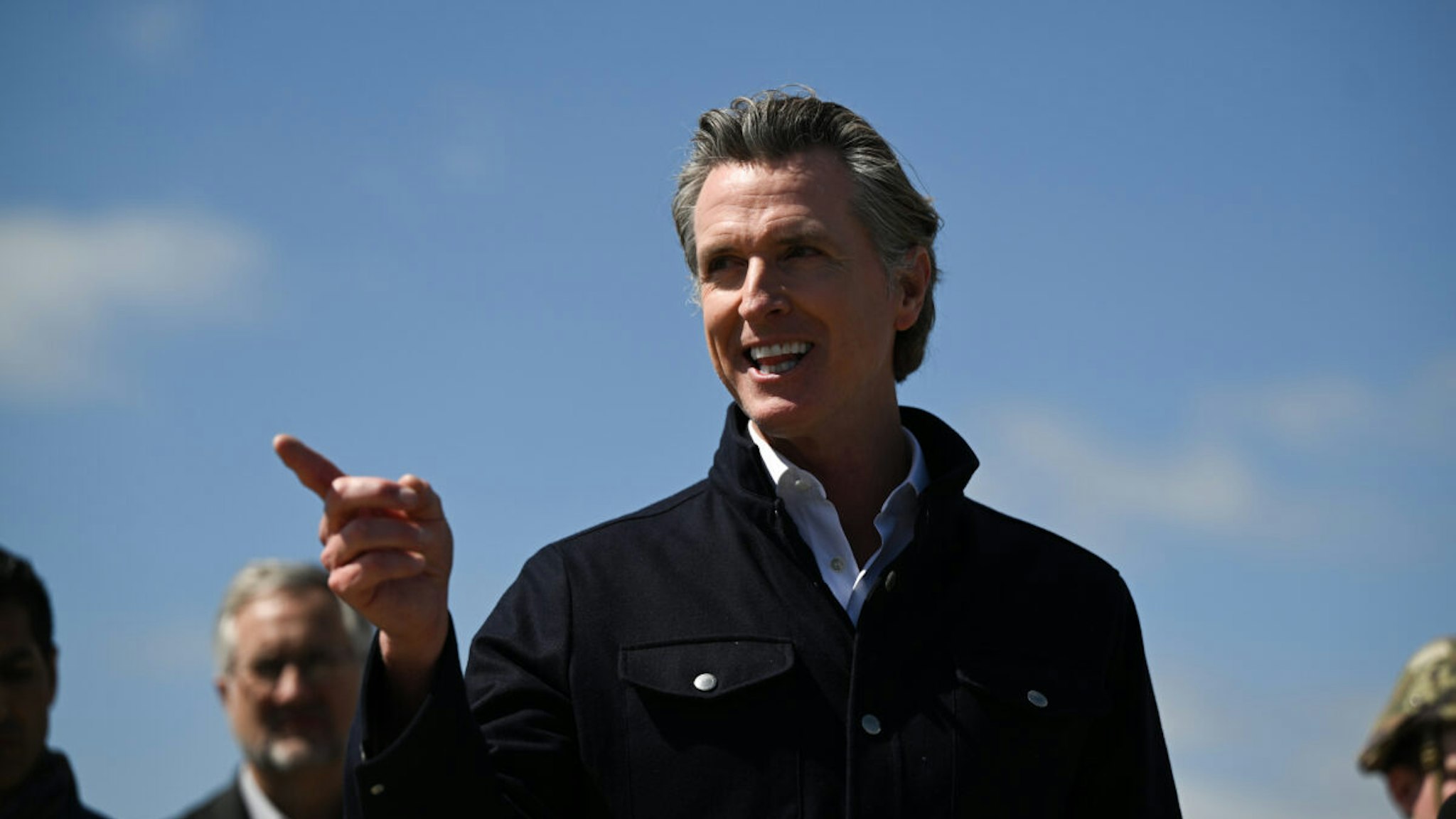 Gov. Gavin Newsom holds press conference near Pajaro flooding after he toured damaged areas in Pajaro of Monterey County, California, United States on March 15, 2023 as atmospheric river storms hit California.
