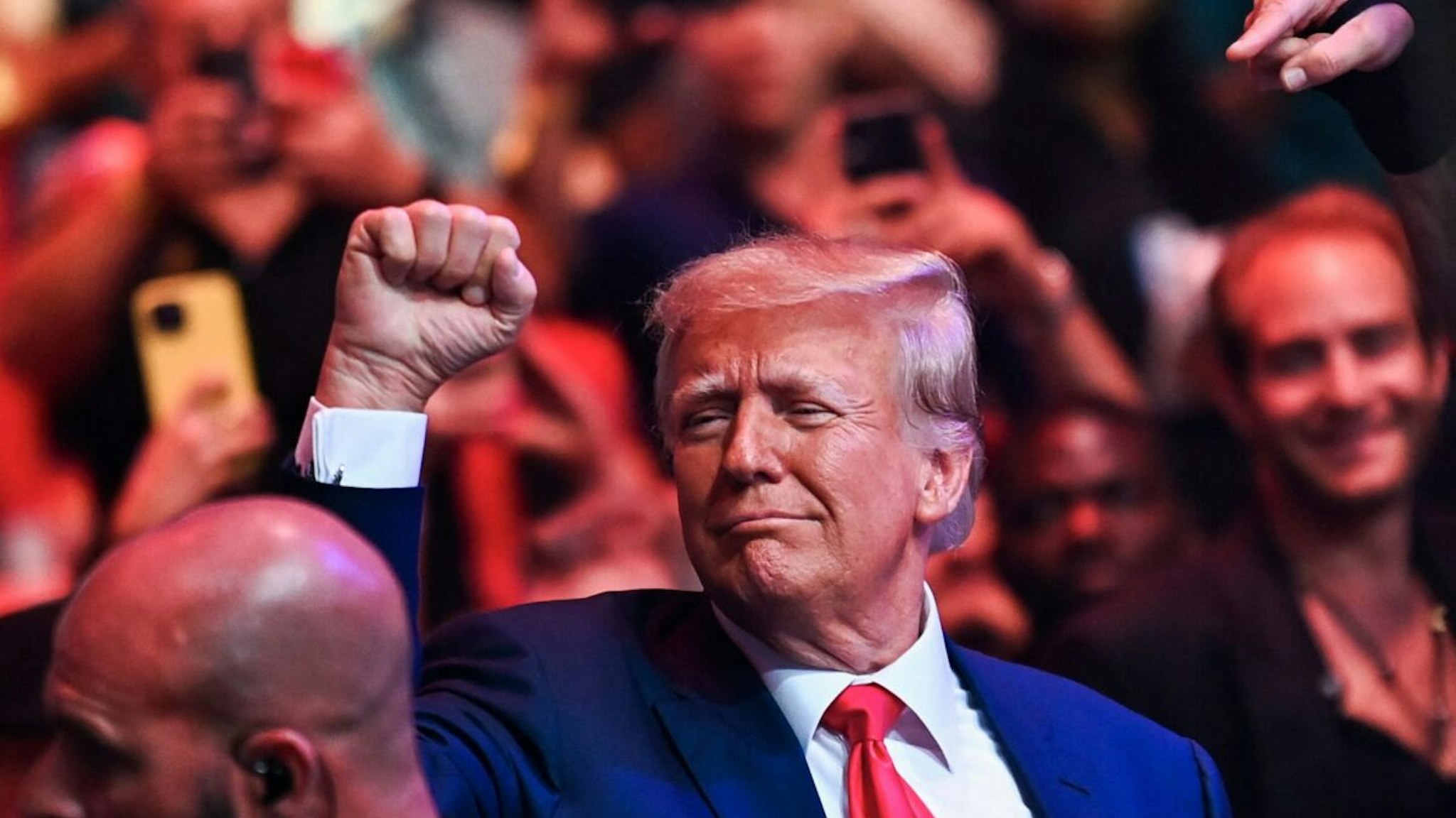 Former President Donald Trump attends the Ultimate Fighting Championship (UFC) 287 mixed martial arts event at the Kaseya Center in Miami, Florida, on April 8, 2023.