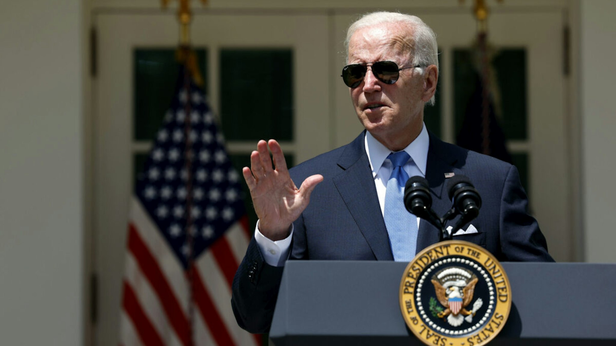 U.S. President Joe Biden delivers remarks on COVID-19 in the Rose Garden at the White House on July 27, 2022 in Washington, DC.