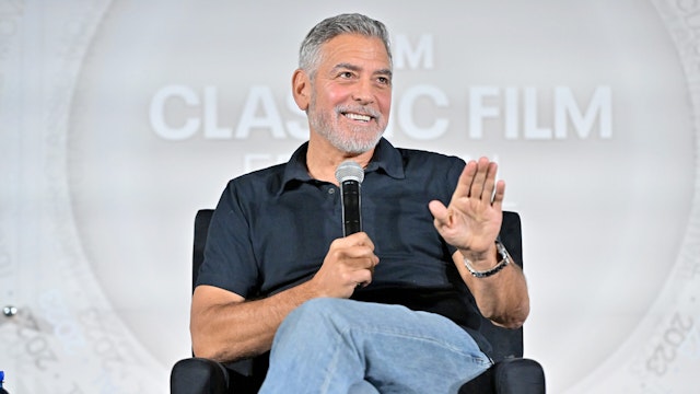 LOS ANGELES, CALIFORNIA - APRIL 14: George Clooney speaks onstage at the screening of "Ocean's Eleven" during the 2023 TCM Classic Film Festival on April 14, 2023 in Los Angeles, California.