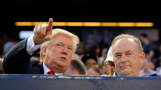 NEW YORK, NY - JULY 30: Donald Trump (L) and television personality Bill O'Reilly attend the game between the New York Yankees and the Baltimore Orioles at Yankee Stadium on July 30, 2012 in the Bronx borough of New York City. (Photo by