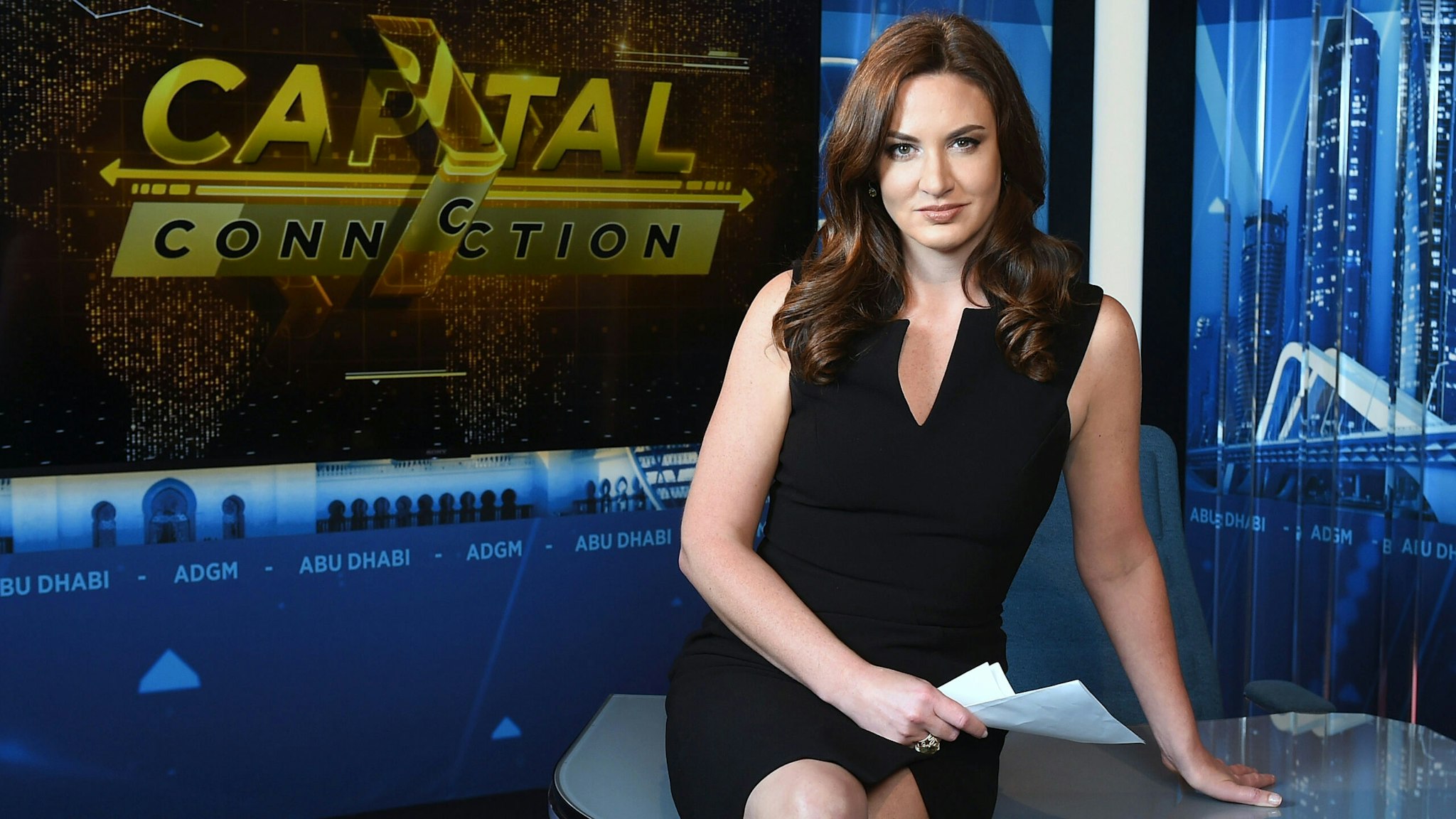 ABU DHABI, UNITED ARAB EMIRATES - APRIL 15: CNBC's Middle East anchor Hadley Gamble at the new Middle East Headquarters Abu Dhabi Global Market on April 15, 2018 in Abu Dhabi, United Arab Emirates.