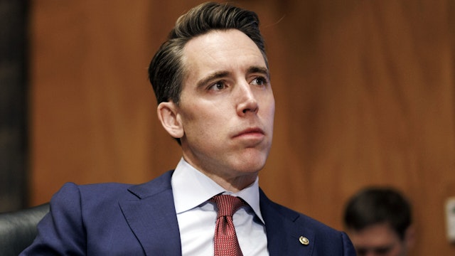 Senator Josh Hawley, a Republican from Missouri, during a Senate Homeland Security and Governmental Affairs Committee hearing in Washington, DC, US, on Thursday, Nov. 17, 2022. The FBI director reiterated the bureau's longstanding national security concerns about Chinese-owned video app TikTok to lawmakers this week and said the agency is sharing its views with officials who are weighing a deal that would allow it to keep operating in the US.