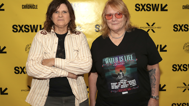 AUSTIN, TEXAS - MARCH 14: (L-R) Amy Ray and Emily Saliers attend "Featured Session: Music and a Movement: A Conversation with the Indigo Girls and Winona LaDuke" during the 2023 SXSW Conference and Festivals at Austin Convention Center on March 14, 2023 in Austin, Texas.