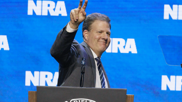 INDIANAPOLIS, INDIANA, UNITED STATES - 2023/04/14: New Hampshire Governor Chris Sununu speaks to guests at the 2023 NRA-ILA Leadership Forum in Indianapolis. The forum is part of the National Rifle Association's Annual Meetings & Exhibits which is expected to draw around 70,000 guests, opens today and runs through Sunday.