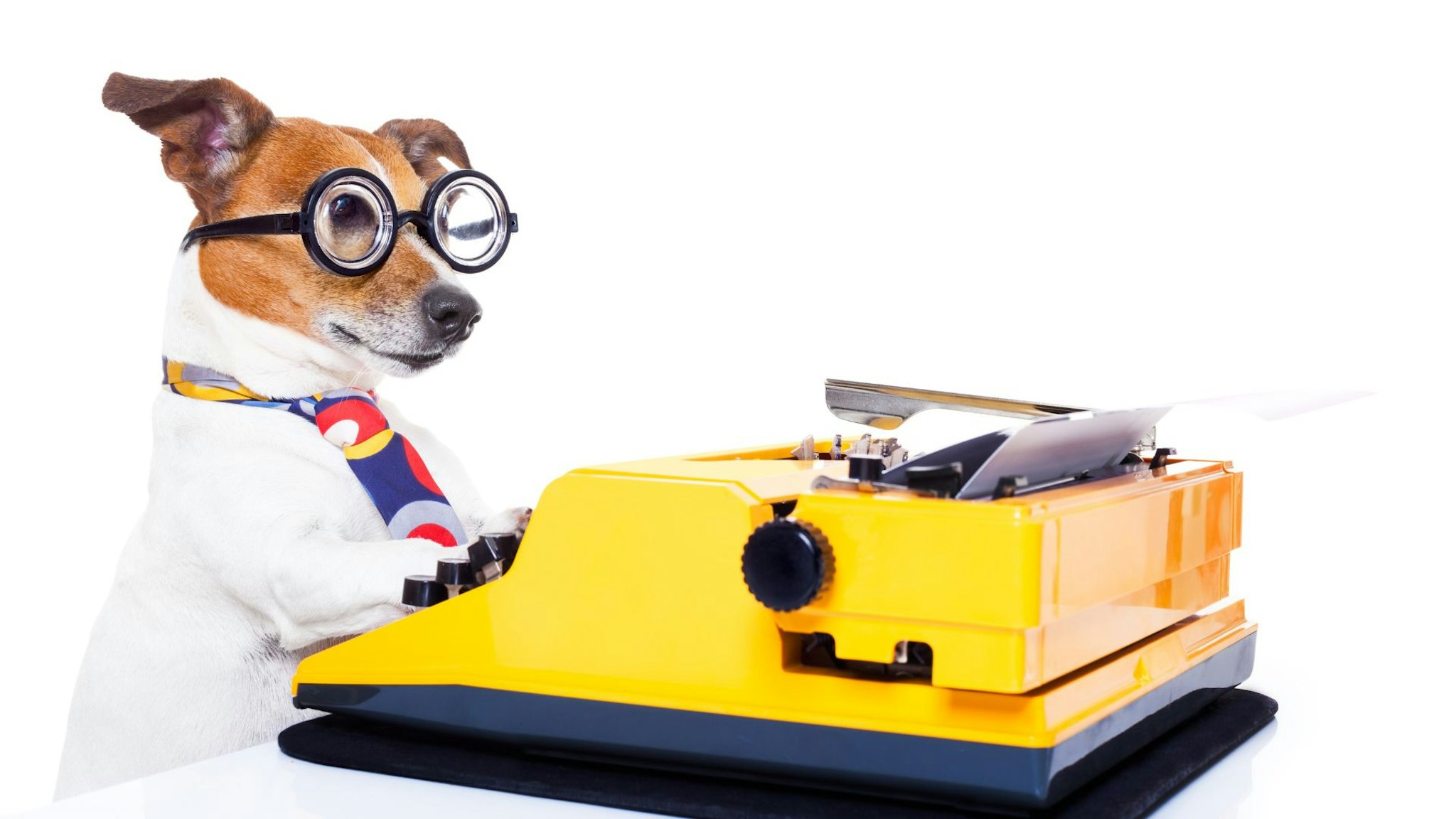 Stock photo of dog at typewriter via Getty Images