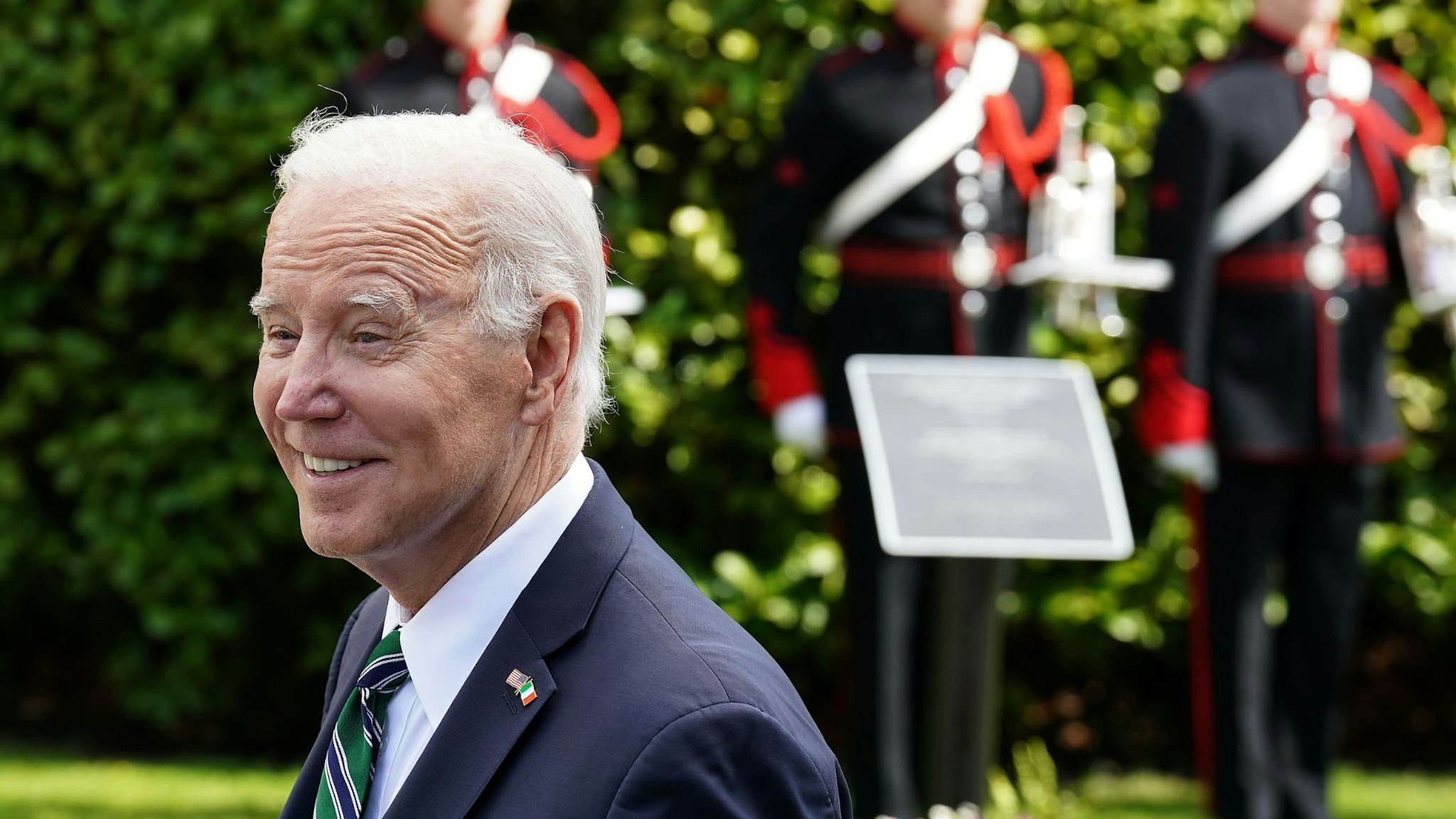 US President Joe Biden at Aras an Uachtarain, in Phoenix Park, Dublin, on day three of his visit to the island of Ireland.